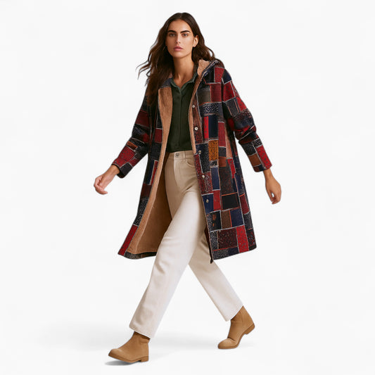 Amaris | Lange Patchwork Winterjas Dames