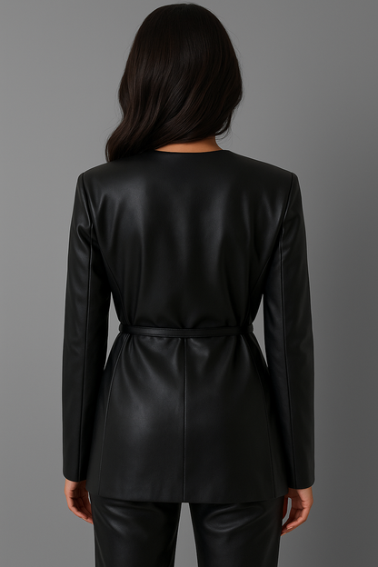 Vera | Lange Faux-Leren Blazer