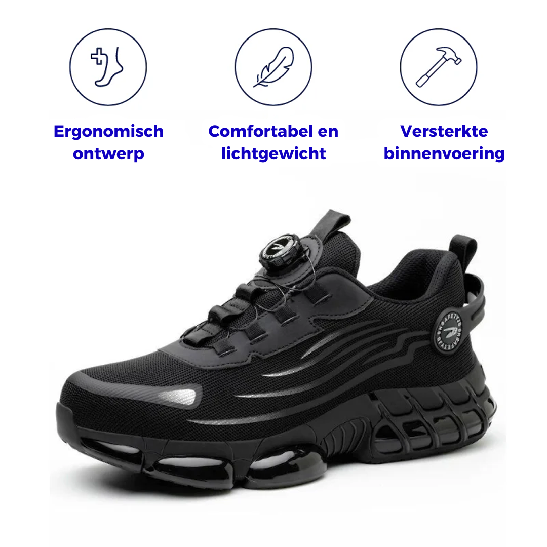 PureMotion Pro™ | Orthopedische Werkschoenen met Staaldraad Veters en Draaibare Gespen