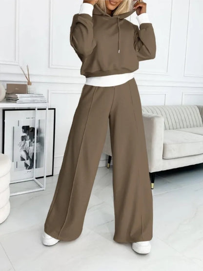 Liora | Loungewear Set Dames Met Cropped Hoodie & Wijde Broek