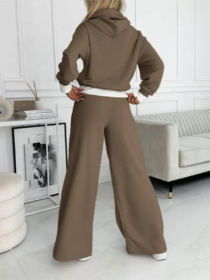 Liora | Loungewear Set Dames Met Cropped Hoodie & Wijde Broek