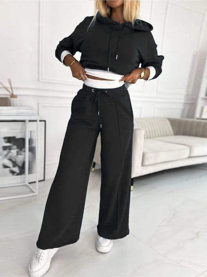 Liora | Loungewear Set Dames Met Cropped Hoodie & Wijde Broek