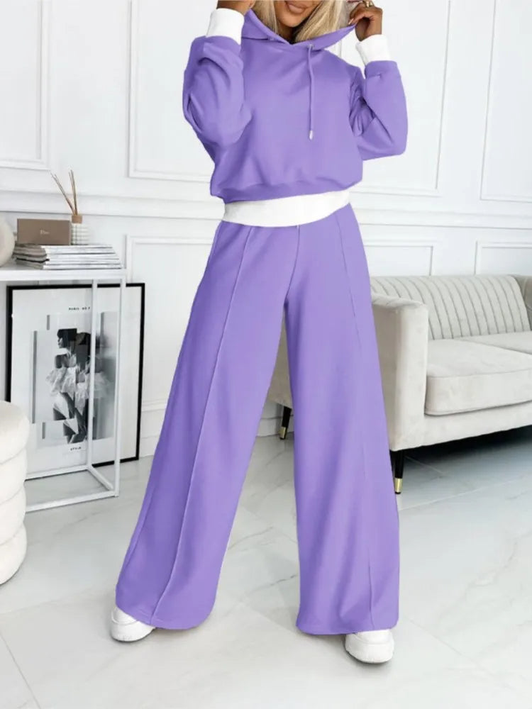 Liora | Loungewear Set Dames Met Cropped Hoodie & Wijde Broek