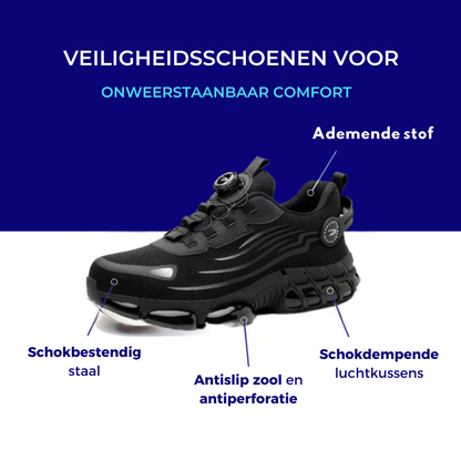 PureMotion Pro™ | Orthopedische Werkschoenen met Staaldraad Veters en Draaibare Gespen