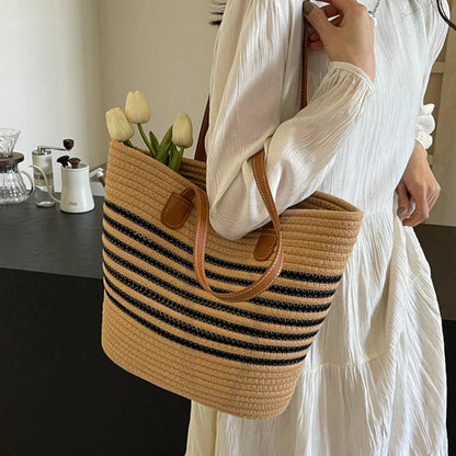 Maréa | Grote Rieten Strandtas Dames