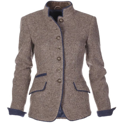 Victoire™ | Dames Getailleerd Wolmix Blazer | Klassiek Jasje met Staande Kraag en Luxe Details