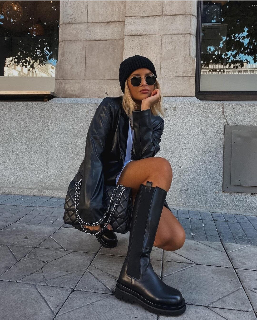 Vera | Lange Faux-Leren Blazer