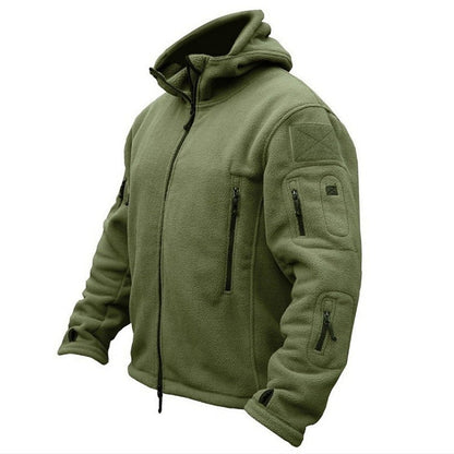 Raw™ | Thermisch Fleecejack in Militaire Stijl met Winddichte Capuchon en Dubbele Rits