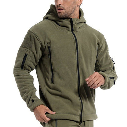 Raw™ | Thermisch Fleecejack in Militaire Stijl met Winddichte Capuchon en Dubbele Rits