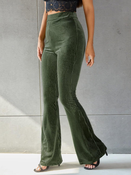 Elviera | Flared Ribfluweel Broek