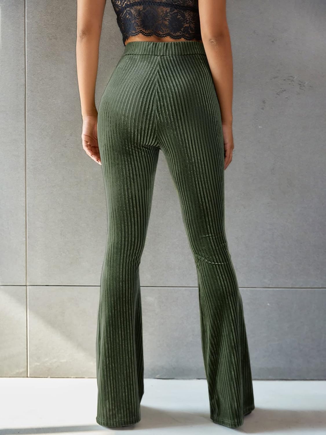 Elviera | Flared Ribfluweel Broek