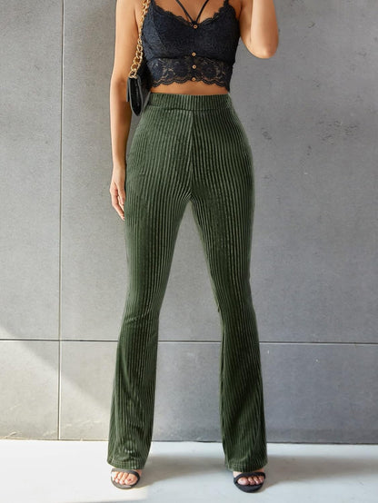 Elviera | Flared Ribfluweel Broek
