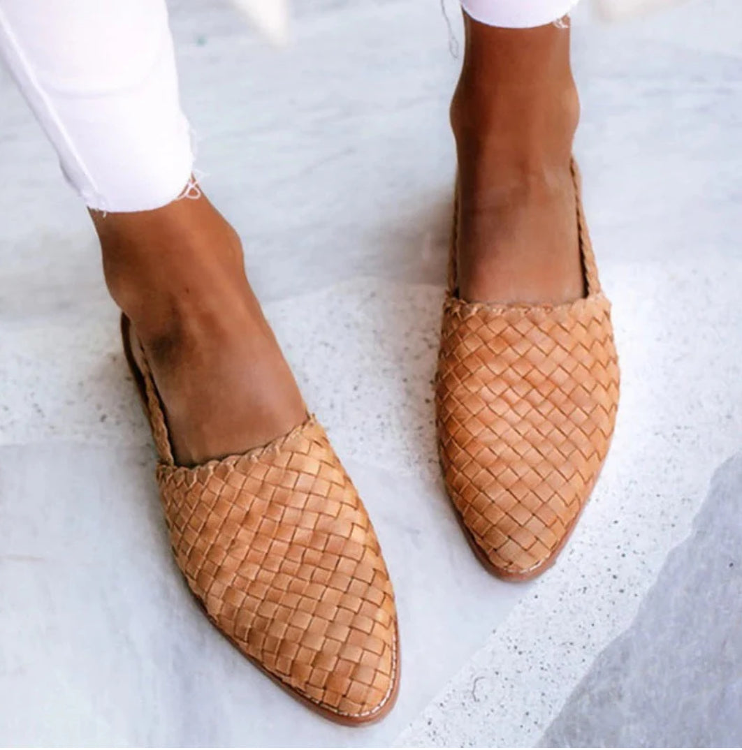Aria | Slingback Loafers Dames | Gevlochten & Open Hiel | Lage Hak | Comfortabel & Trendy Zomerschoen