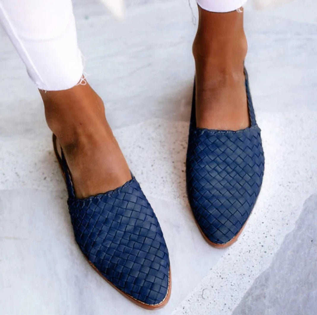 Aria | Slingback Loafers Dames | Gevlochten & Open Hiel | Lage Hak | Comfortabel & Trendy Zomerschoen