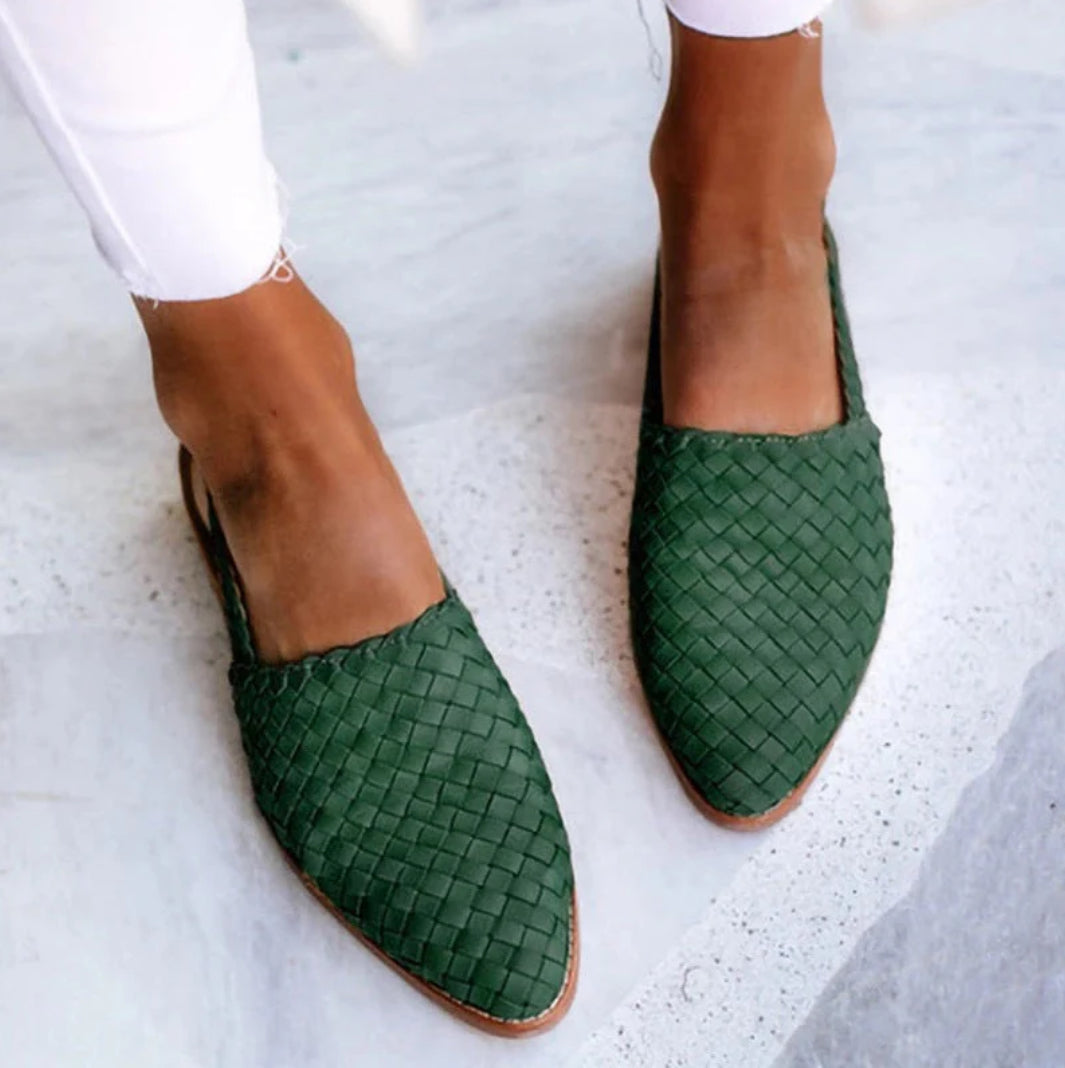 Aria | Slingback Loafers Dames | Gevlochten & Open Hiel | Lage Hak | Comfortabel & Trendy Zomerschoen