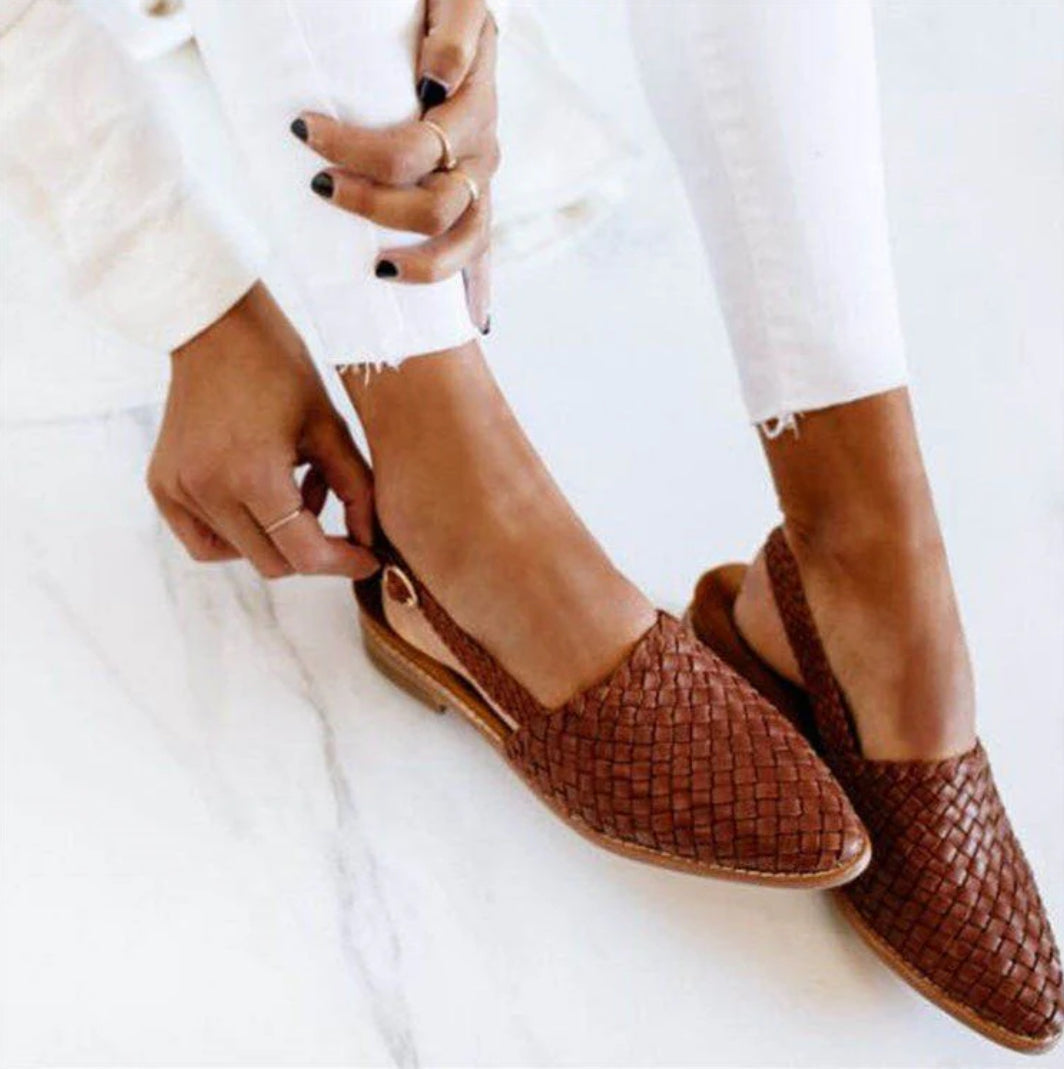 Aria | Slingback Loafers Dames | Gevlochten & Open Hiel | Lage Hak | Comfortabel & Trendy Zomerschoen