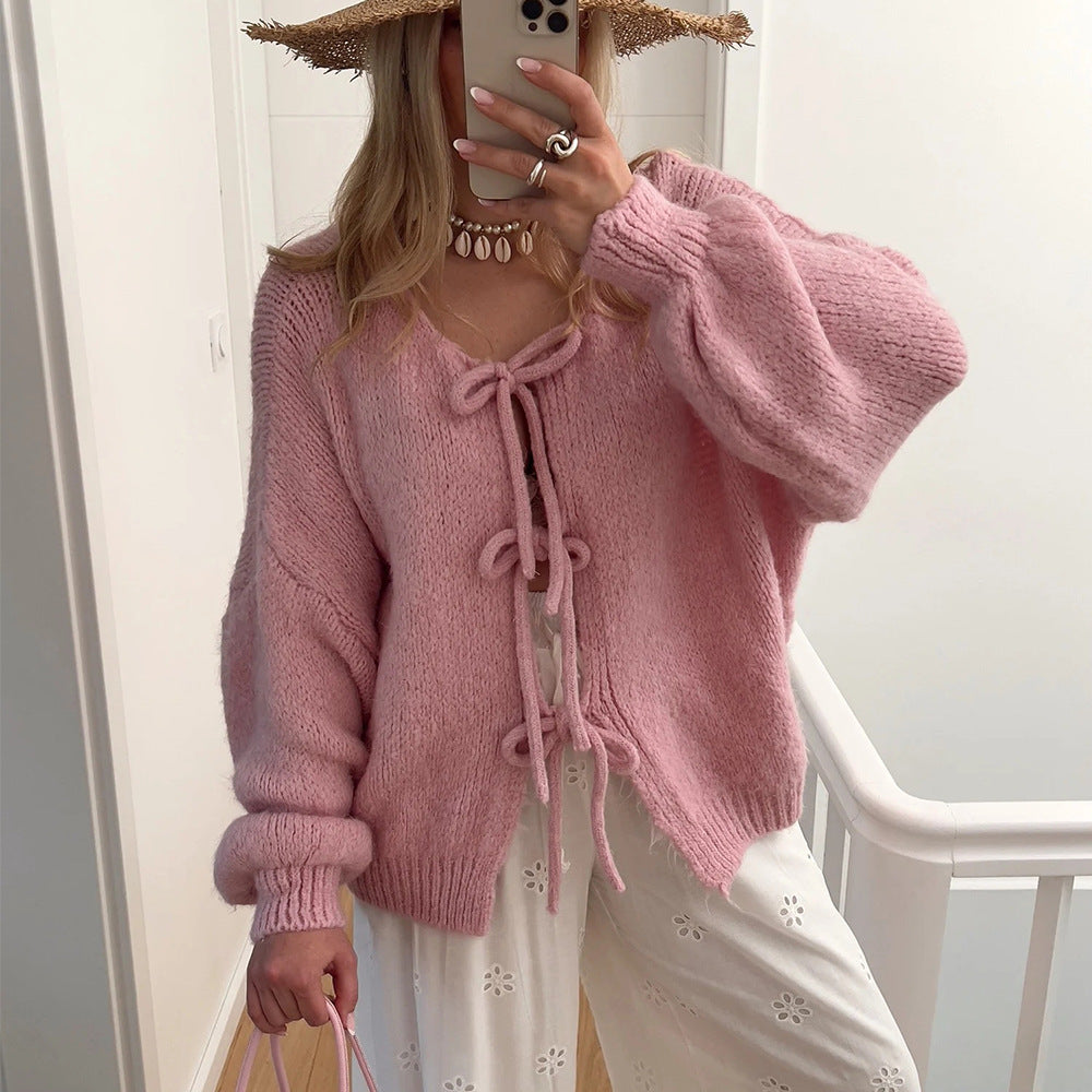 Althea | Gebreid Vest met Strik