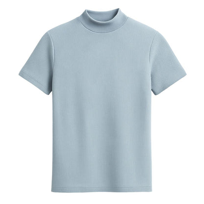 Elian | Fitted T-Shirt Heren | Ribgebreid Shirt met Opstaande Kraag & Korte Mouwen