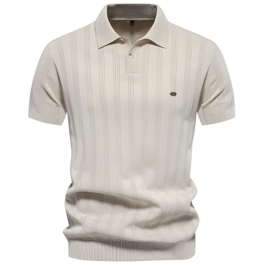 Alessio | Gebreide Polo met Verticale Textuur Heren