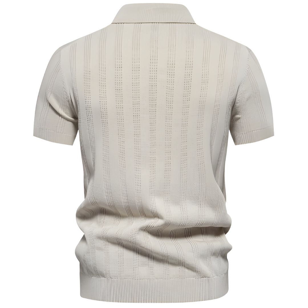 Alessio | Gebreide Polo met Verticale Textuur Heren