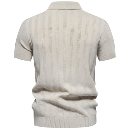 Alessio | Gebreide Polo met Verticale Textuur Heren