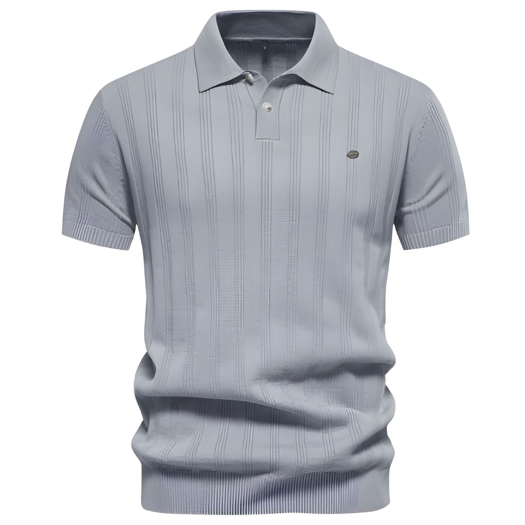 Alessio | Gebreide Polo met Verticale Textuur Heren