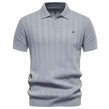 Alessio | Gebreide Polo met Verticale Textuur Heren