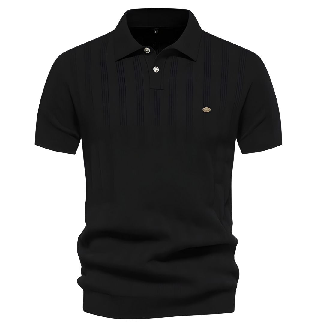 Alessio | Gebreide Polo met Verticale Textuur Heren