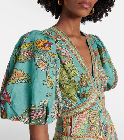 Soleia | Bohemian Maxi-Jurk Dames | Luchtige Zomerjurk | V-Hals | Zwierige Paisley Print | Festival Strandjurk