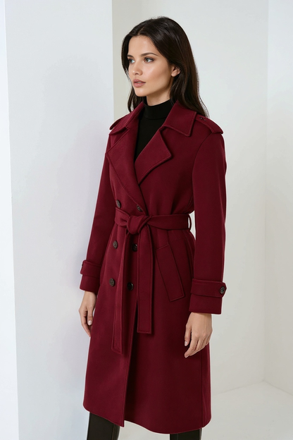 Clarette | Lange Wollen Trenchcoat