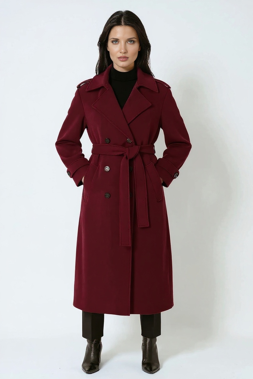 Clarette | Lange Wollen Trenchcoat
