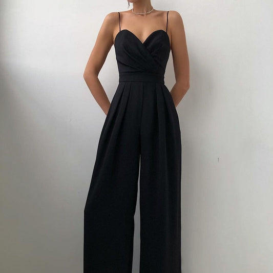 Giulia | Elegante Dames Jumpsuit Met Strapless Bustier & Wijde Pijpen