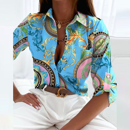 Luciana | Dames Blouse Met Print & Lange Mouwen
