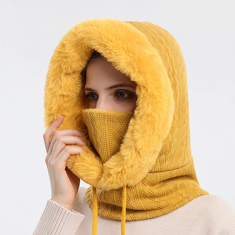 FurryHood™ | Luxe Gebreide Bont Gevoerde Nekwarmer voor Winterse Dagen