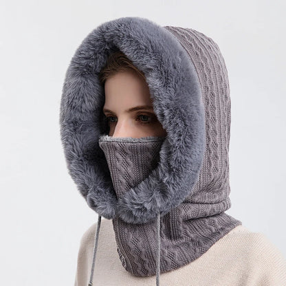 FurryHood™ | Luxe Gebreide Bont Gevoerde Nekwarmer voor Winterse Dagen