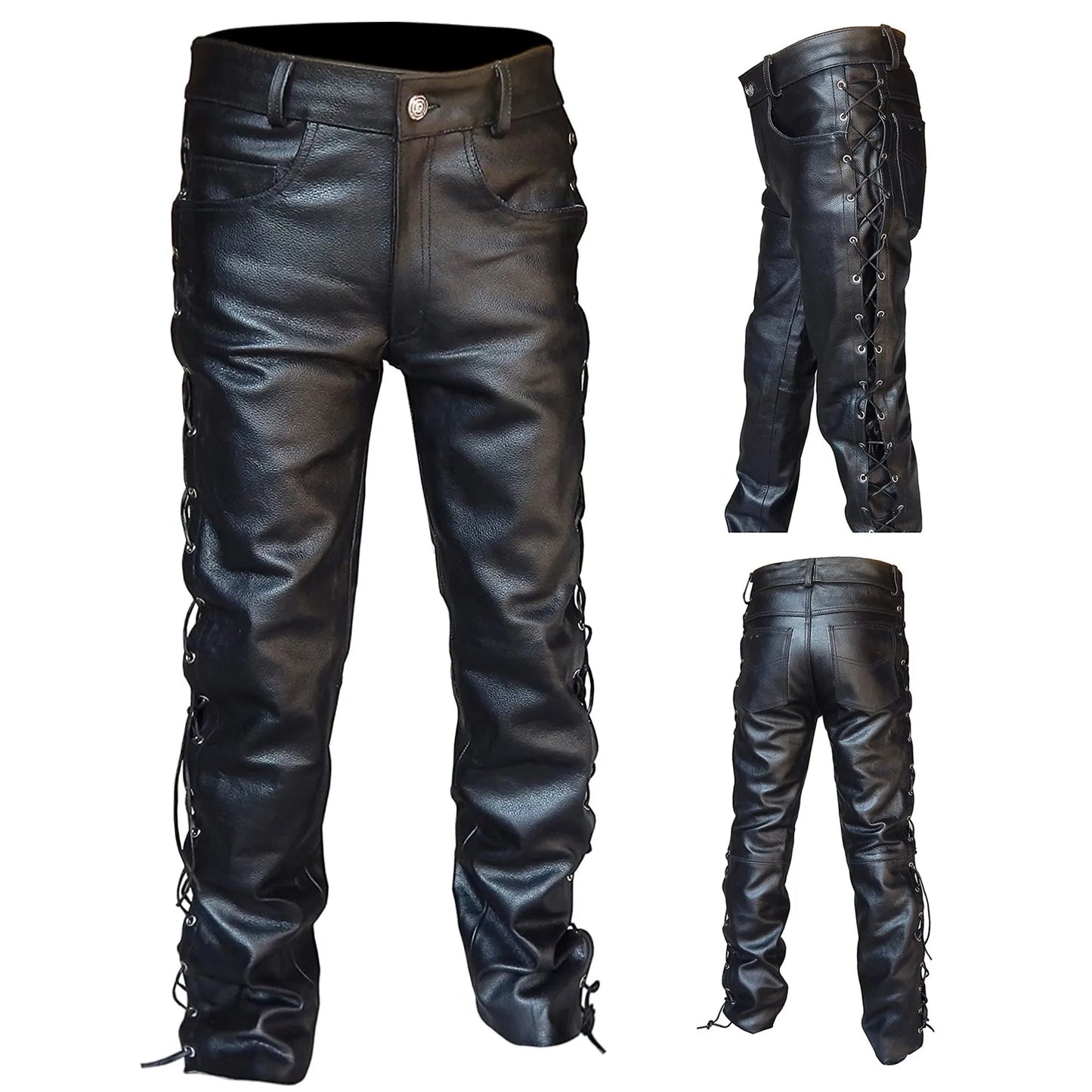 Darian | Zwarte Leren Broek Heren