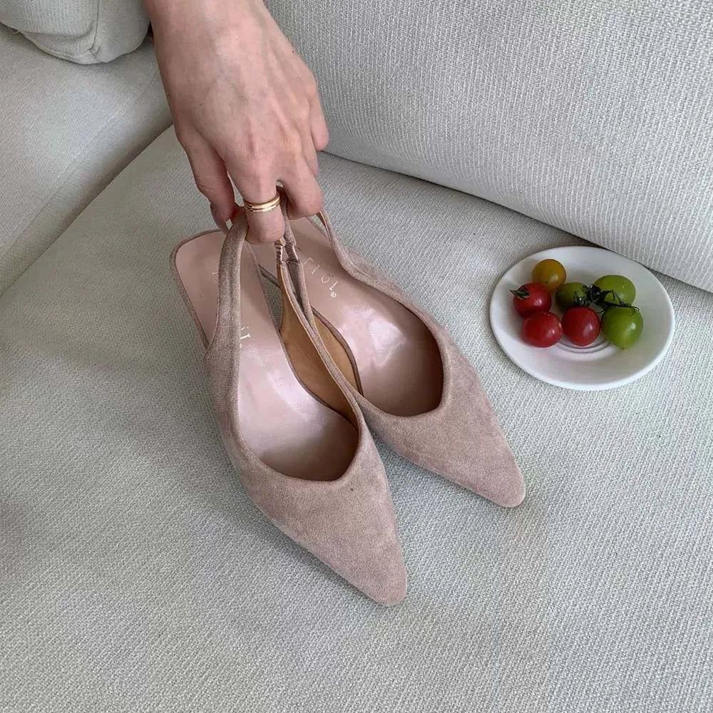 Maribel™ | Dames Slingback Flats Zonder Hak | Elegante Puntige Instapschoenen met Open Hiel en Minimalistisch Design