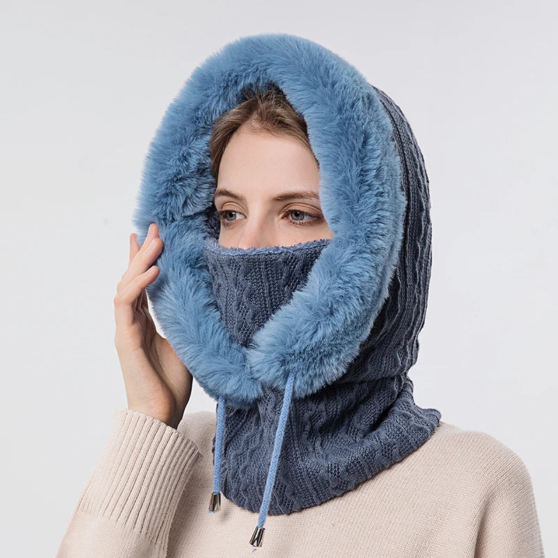 FurryHood™ | Luxe Gebreide Bont Gevoerde Nekwarmer voor Winterse Dagen