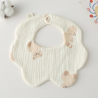 Elodie™ | Baby Slabbetjes Katoen met Bloemvorm en Speelse Print | Hydrofiel, Zacht & Stijlvol Kraamcadeau