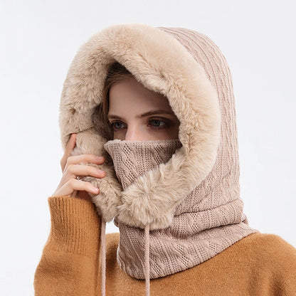 FurryHood™ | Luxe Gebreide Bont Gevoerde Nekwarmer voor Winterse Dagen