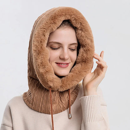 FurryHood™ | Luxe Gebreide Bont Gevoerde Nekwarmer voor Winterse Dagen