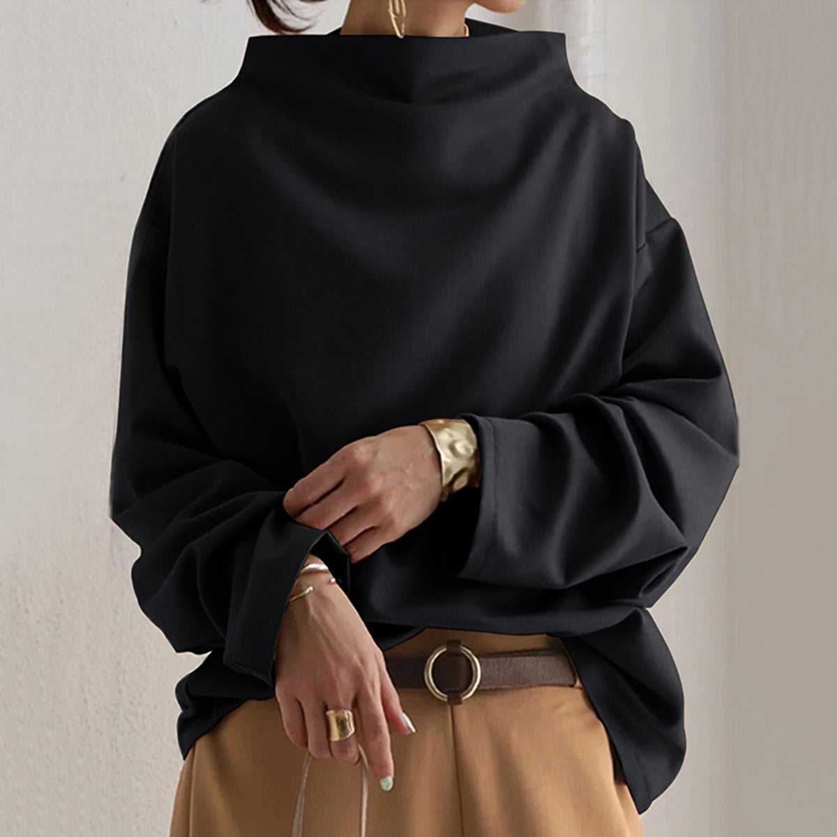 Claudia™ | Luxe Pullover met Gestructureerde Hoge Hals en Minimalistisch Ontwerp