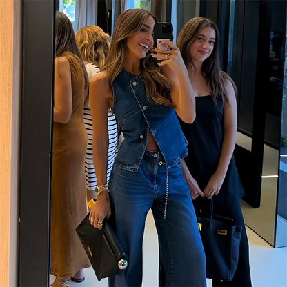 Renée | Getailleerd Denim Gilet Dames