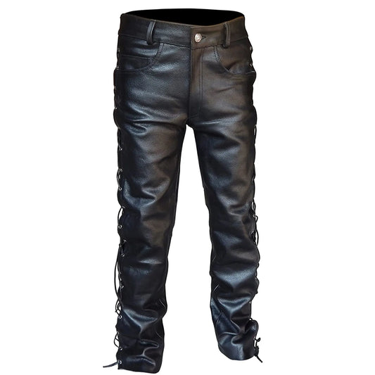 Darian | Zwarte Leren Broek Heren