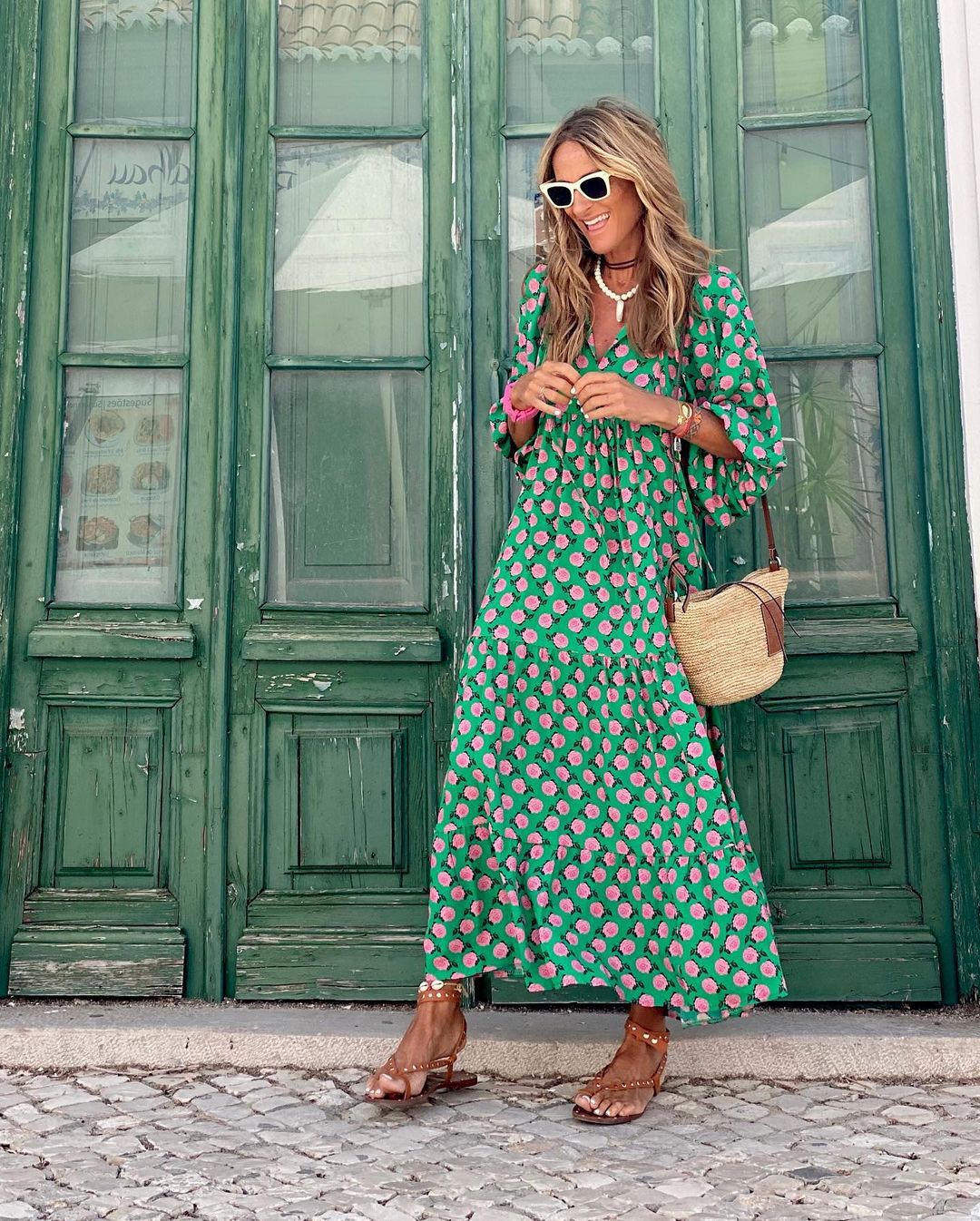 Vivara | Boho Maxi Jurk met Grafische Print en Luchtige V-Hals