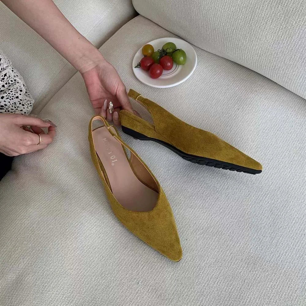 Maribel™ | Dames Slingback Flats Zonder Hak | Elegante Puntige Instapschoenen met Open Hiel en Minimalistisch Design
