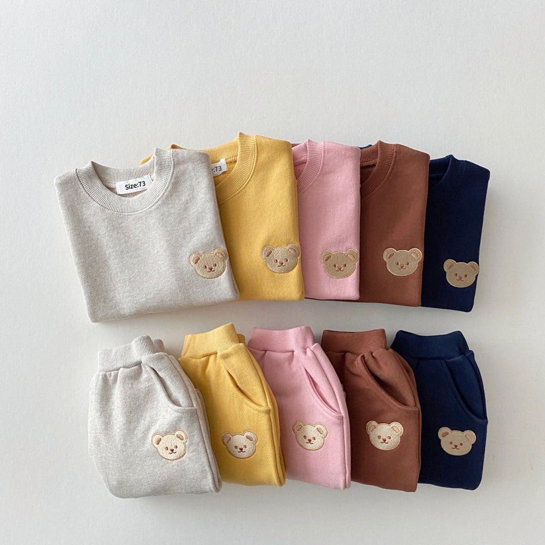 Noémie™ | Dames Baby Joggingpak Set | 2-Delige Geborduurde Outfit met Teddybeer voor Meisjes of Jongens