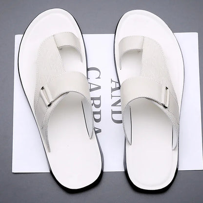 Miro | Leren Teenslippers Heren | Brede Wreefband met Gesp | Luxe & Comfortabel | Zomers & Stijlvol