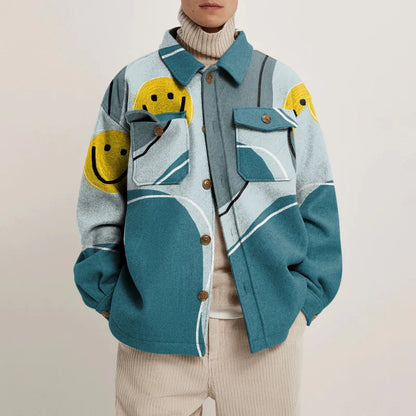 Ezren | Oversized Jas met Abstracte Kunstprint Heren