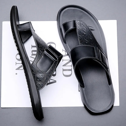 Miro | Leren Teenslippers Heren | Brede Wreefband met Gesp | Luxe & Comfortabel | Zomers & Stijlvol